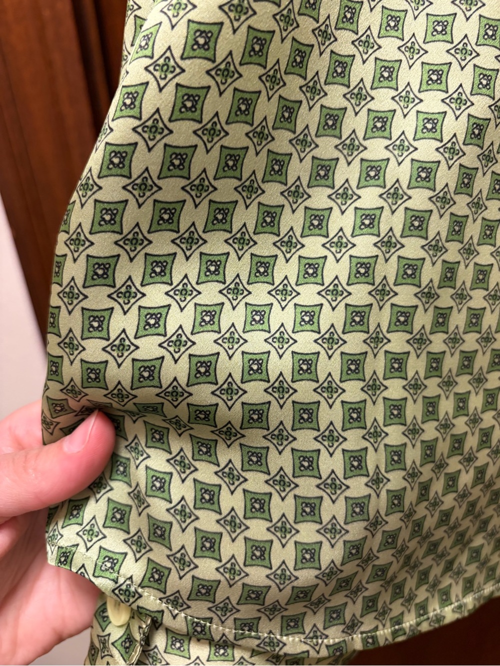 Reformation Silk Green Patterned Button-Up Shirt - Picture 5 of 5